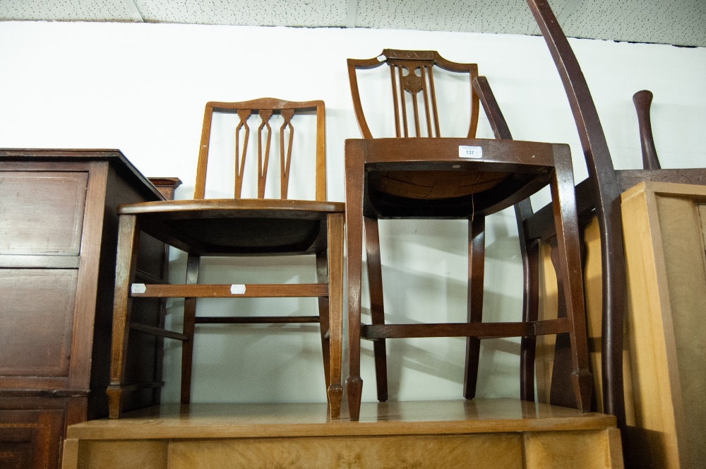 TWO ODD EDWARDIAN SINGLE CHAIRS (2)