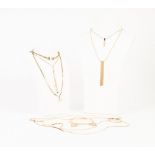 TEN GOLD PLATED CHAIN NECKLACES VARIOUS, a gold plated hinge opening BANGLE the top set with paste
