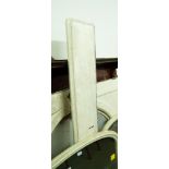 LATE VICTORIAN/EDWARDIAN WHITE PAINTED SLATE FIRE SURROUND WITH ARCHED RECESS, 44 3/4" (114CM) HIGH,