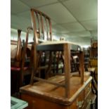 HEPPLEWHITE STYLE MAHOGANY SINGLE CHAIR WITH CARVED THREE RAIL BACK, WOOLWORK TAPESTRY DROP-IN SEAT