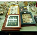 FOUR FRAMED DISPLAYS - VIZ TWO OF EXOTIC BUTTERFLIES, ONE OF FISH HOOKS AND ONE OF FISH ETC.