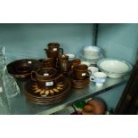DOULTON TEA WARES FOR FOUR PERSONS - PLATES, SIDE PLATES, BOWLS, CUPS AND SAUCERS, A 'STERLING'