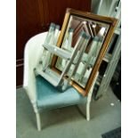 LLOYD LOOM TUB CHAIR, GILT FRAMED WALL MIRROR AND A SET OF ALUMINIUM STEPS (3)