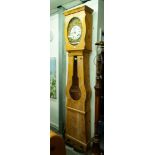BENIN A NIORT, FRENCH COMTOISE CLOCK, IN PINE LONGCASE WITH BRASS LYRE SHAPED PENDULUM , FRONT