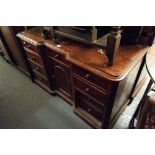 VICTORIAN OAK DOUBLE PEDESTAL DESK WITH TWO SHORT DRAWERS OVER ONE DEED DRAWER TO EACH SIDE OF A