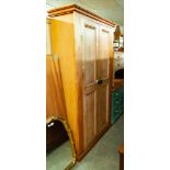 A LARGE PINE TWO DOOR KITCHEN STORE CUPBOARD, 4' WIDE, 6'8" HIGH