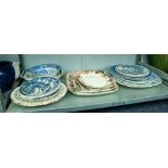 A QUANTITY OF MEAT PLATES TO INCLUDE; A GRADUATED SET OF THREE, LOSOL WARE ETC.....