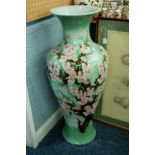 A TALL MODERN ORIENTAL PRUNUS BLOSSOM DECORATED VASE 35" high