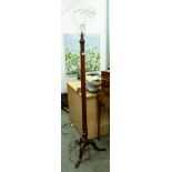 A REPRODUCTION GEORGIAN REVIVAL TRIPOD ELECTRIC LAMP STANDARD