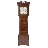 EARLY NINETEENTH CENTURY FLAME CUT MAHOGANY LONGCASE CLOCK SIGNED THOMAS BANKS, PRESTON, the 14"