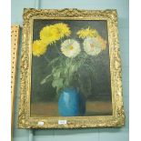 V.D. GREGSON OIL PAINTING ON CANVAS VASE OF FLOWERS SIGNED AND DATE 1993 19 1/2" X 15 1/2"