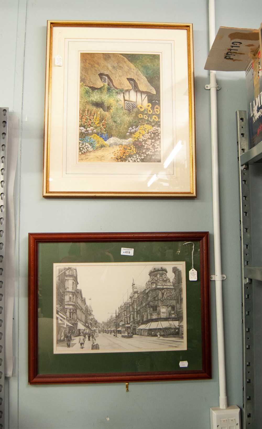 J. PILLING (MODERN) PENCIL DRAWING A Yorkshire townscape with trams, SIGNED AND DATED (19) 77 10"