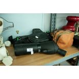 TRAVELLER 20- 60 x 60 ASTRAL TELESCOPE AND TRIPOD; QUARTZ CINE CAMERA IN CASE, AND A PRINZE SABRE