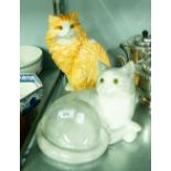 TWO POTTERY CAT ORNAMENTS, ONE BY CATS AND CO., STOKE ON TRENT , THE OTHER JUST CATS AND CO.,