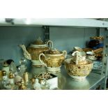 A RECKINGHAM (?) FOUR PIECE TEA SERVICE WITH LUSTRE DECORATION (4)