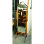 A REPRODUCTION MAHOGANY WARING AND GILLOWS CHEVAL ROBING MIRROR