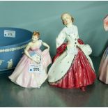 ROYAL DOULTON FIGURES 'THE ERMINE COAT', HN 1981 AND A SMALLER FIGURE 'INVITATION' HN 2170