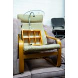 IKEA BENTWOOD CANTILEVER FIRESIDE ARMCHAIR WITH CUSHION BACK SEAT