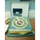 THREE BOXED POOLE POTTERY AND WEDGWOOD COMMEMORATIVE LIMITED EDITION PLATES, RESPECTIVELY; QUEEN'S