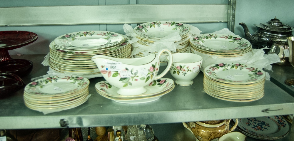 A WEDGWOOD 'HATHAWAY ROSE' PATTERN DINNER SERVICE, 65 pieces approx