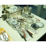 A COLLECTION OF ELECTROPLATE CUTLERY, OTHER ITEMS OF ELECTROPLATE, STAINLESS STEEL ETC....