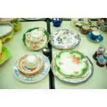 MASONS IRONSTONE CHINA PLATE, SIMILAR IMARI STYLE PLATE AND A QUANTITY OF OLD PLATES AND SAUCERS