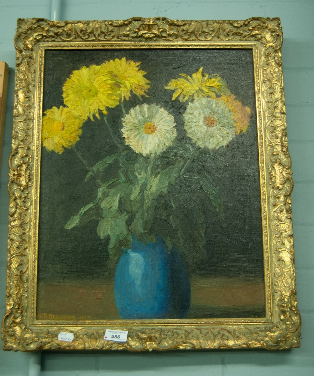 V.D. GREGSON OIL PAINTING ON CANVAS VASE OF FLOWERS SIGNED AND DATE 1993 19 1/2" X 15 1/2"