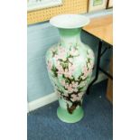 A TALL MODERN ORIENTAL PRUNUS BLOSSOM DECORATED VASE 35" high