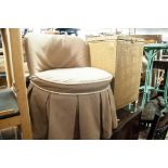 A GOLD LOOM LINEN BASKET AND A BOUDOIR SMALL ARMLESS EASY CHAIR