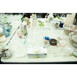 A QUANTITY OF GLASSWARES, BOXED, AVOCADO DISHES, FRUIT BOWLS, DRINKING GLASSES ETC....