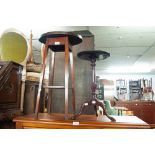 A MAHOGANY OVAL TOPPED OCCASIONAL TABLE/JARDINIÈRE STAND, A TRIPOD WINE TABLE AND TWO OBLONG WALL