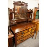 VICTORIAN WALNUTWOOD AM MAHOGANY TWO PIECE BEDROOM SUITE COMPRISING; A WASHSTAND WITH VEINED