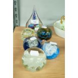 CAITHNESS GLASS PAPER WEIGHT, THE EXTERIOR NO. '25', FOUR OTHER DECORATIVE GLASS PAPERWEIGHTS, A