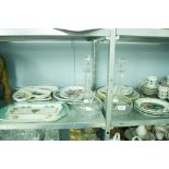 A COLLECTION OF MISC PLATES, PLATTERS, ROYAL GRAFTON, COALPORT, WEDGWOOD, ETC... AND TWO GLASS