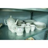 CROWN DYNASTY POTTERY DINNER AND TEA SERVICE FOR 6 PERSONS, 39 PIECES, WITH FLORAL PATTERN