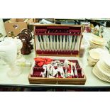 A SHEFFIELD 'SILVER SPRAY' ELECTROPLATE CANTEEN OF CUTLERY FOR SIX PERSONS, IN BOX