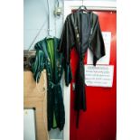 TWO CHINESE SILK DRESSING GOWNS; ONE BLACK AND ONE GREEN