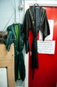 TWO CHINESE SILK DRESSING GOWNS; ONE BLACK AND ONE GREEN