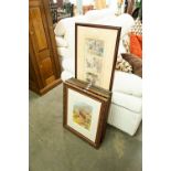 A SET OF FOUR SIGNED WOODLAND ANIMAL PRINTS BY ROGER PHAIL (4) AND A SET OF SIX FRAMED COMICAL