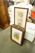 A SET OF FOUR SIGNED WOODLAND ANIMAL PRINTS BY ROGER PHAIL (4) AND A SET OF SIX FRAMED COMICAL