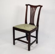 GEORGE III OAK SINGLE DINING CHAIR IN THE CHIPPENDALE STYLE, with vertically pierced splat and