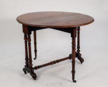 VICTORIAN WALNUT OVAL DROP-FLAP SUTHERLAND TABLE (one flap detached)