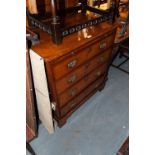 AN EARLY GEORGIAN STYLE WALNUT FAUX CHEST OF FOUR LONG DRAWERS AS A TV CABINET NOW WITH FITTED TV.