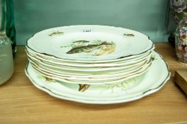 A PALL MALL FISH SERVICE FOR SIX PERSONS AND SERVING PLATE (6)