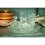 A CUT GLASS DRESSING TABLE SET OF SIX PIECES