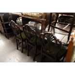 GEORGIAN STYLE TWIN PEDESTAL DINING TABLE AND SET OF EIGHT DINING CHAIRS (6+2)