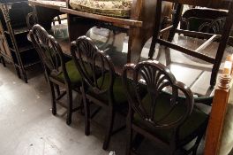 GEORGIAN STYLE TWIN PEDESTAL DINING TABLE AND SET OF EIGHT DINING CHAIRS (6+2)