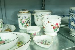 AYNSLEY 'PEMBROKE' JAR WITH HINGED LID, 'PEMBROKE' TRINKET DISH, AYNSLEY 'WAR-I-ETE' BOWL, CROWN