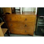 20th CENTURY TEAK CHEST OF DRAWERS OF THREE GRADUATED DRAWERS