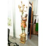 A MODERN BLACKAMOOR FLOOR LAMP DESIGNED AS A FIGURE OF AN AFRICAN AMERICAN GENTLEMAN HOLDING A